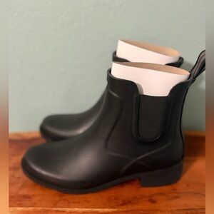 Lands End Black Rubber Ankle Boots